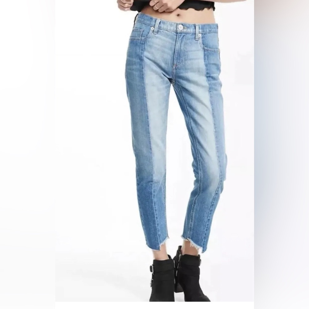 NWT - Express Original Girlfriend Jeans - Raw hem, two tone‎ size 00R